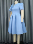 Elegant Slanted Collar Bow Tie Dress