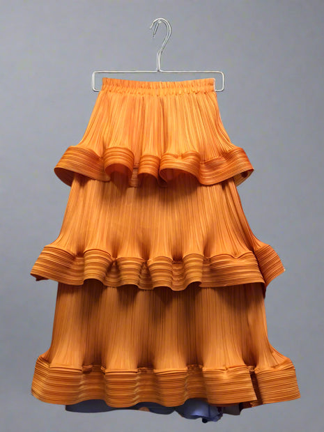 High Waist Pleated A-Line Skirt