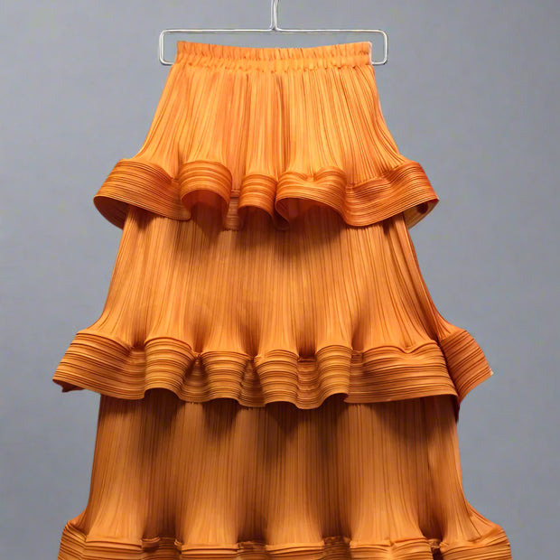 High Waist Pleated A-Line Skirt
