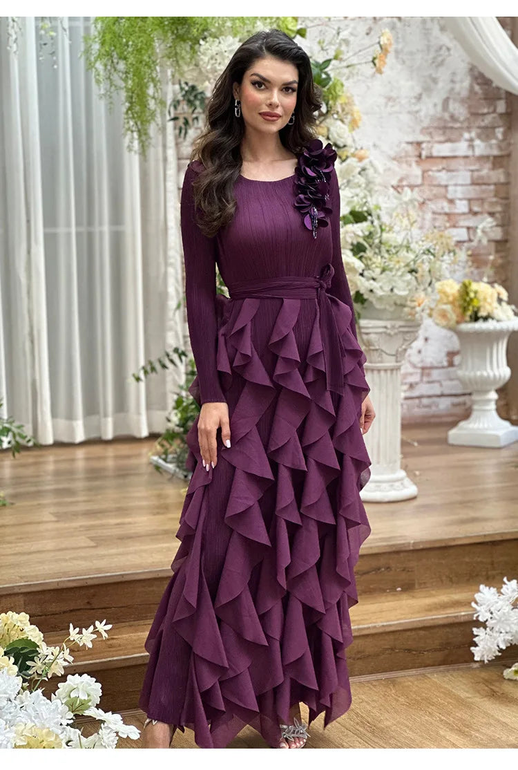 Elegant Flower Miyake Pleated Dress