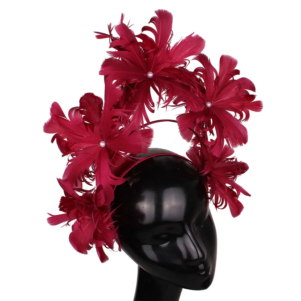 Festive Feather Flower Fascinator