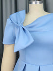Elegant Slanted Collar Bow Tie Dress