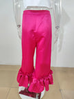 Elegant High-Waist Ruffle Hem Wide-Leg Pants