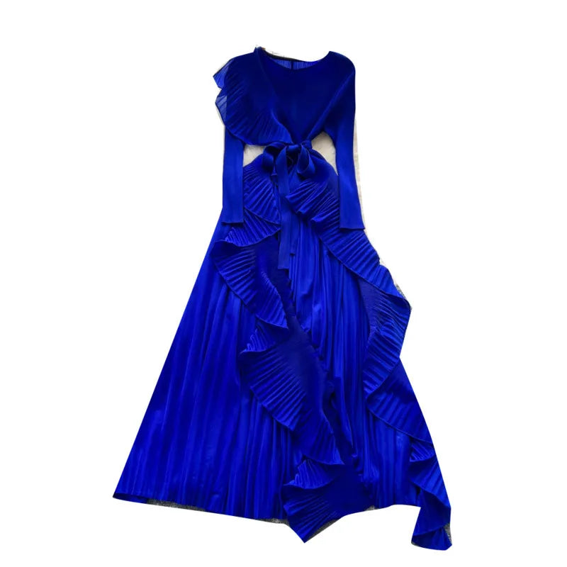 Elegant Flounced Edge Autumn Dress