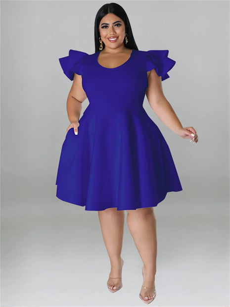Ruffled Hem Plus Midi Dress