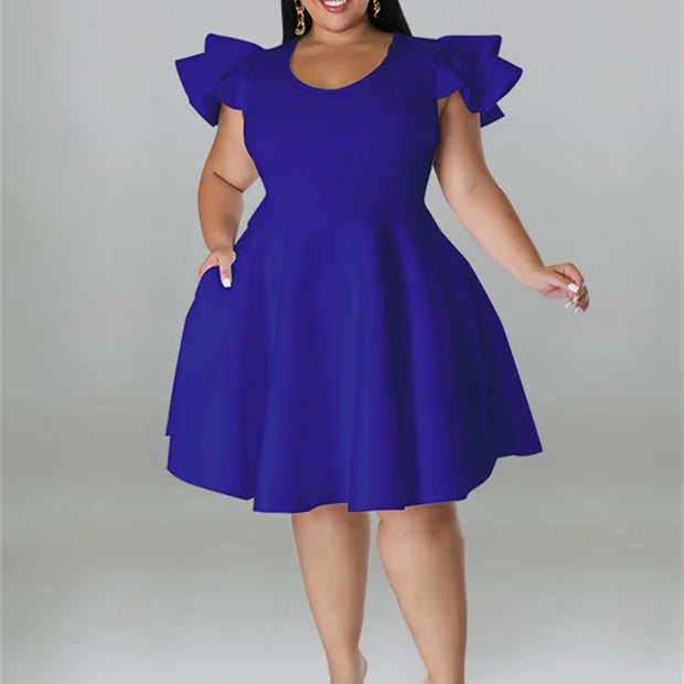 Ruffled Hem Plus Midi Dress