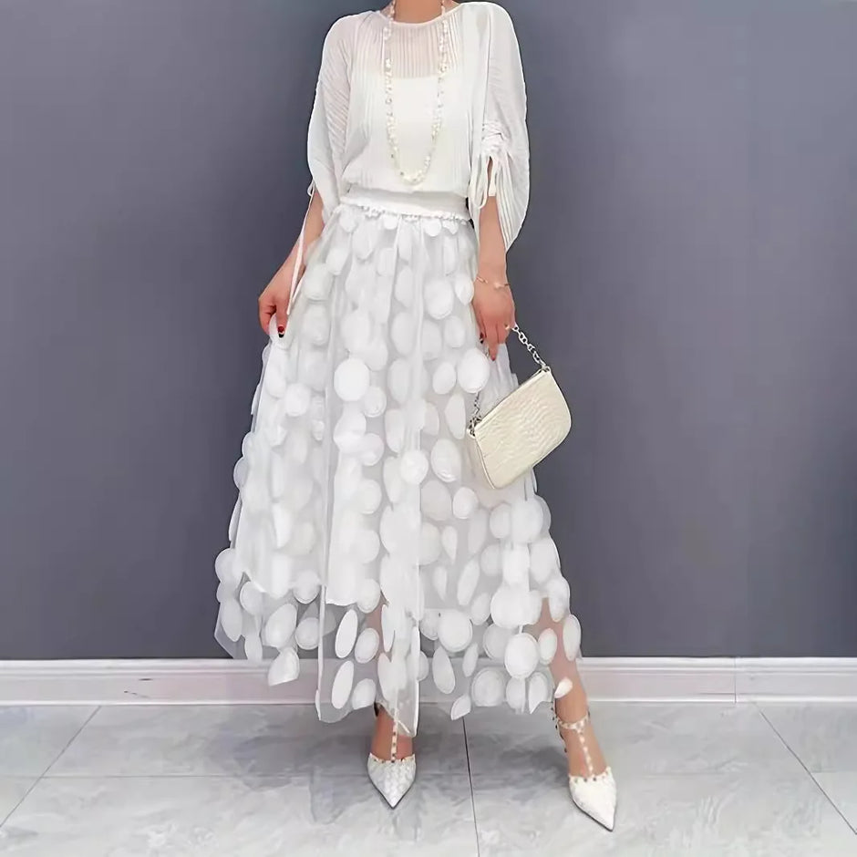 Vintage Polka Dot 3D Tulle Mesh Skirt