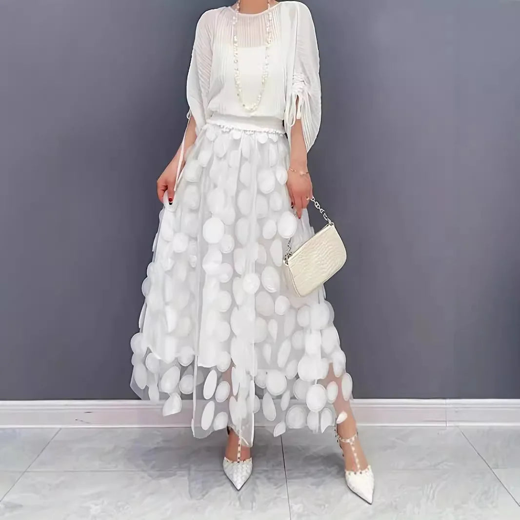 Vintage Polka Dot 3D Tulle Mesh Skirt