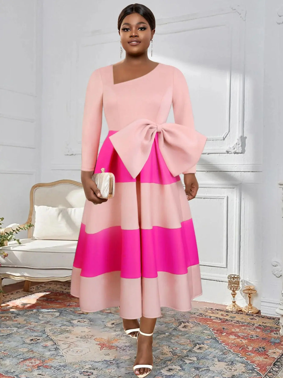 Pink Patchwork A-Line Dress