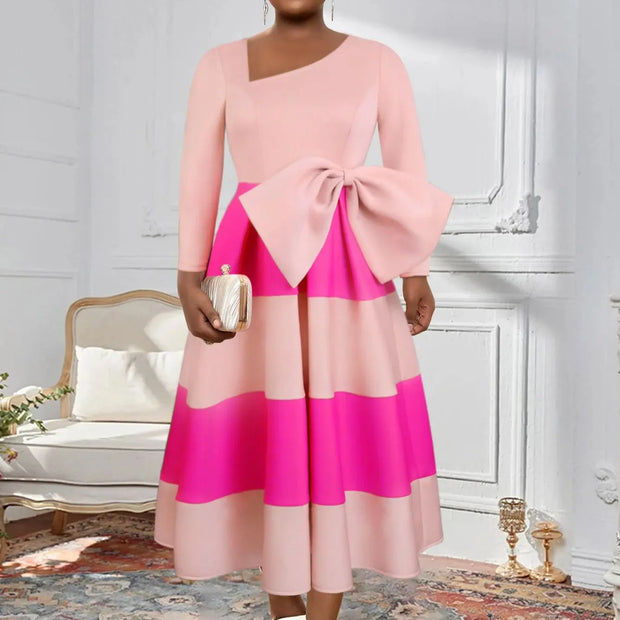 Pink Patchwork A-Line Dress