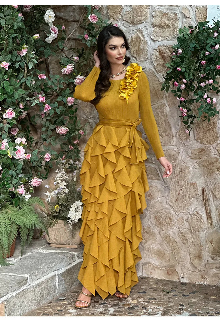 Elegant Flower Miyake Pleated Dress