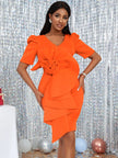 Festive Flower High Waist Dress