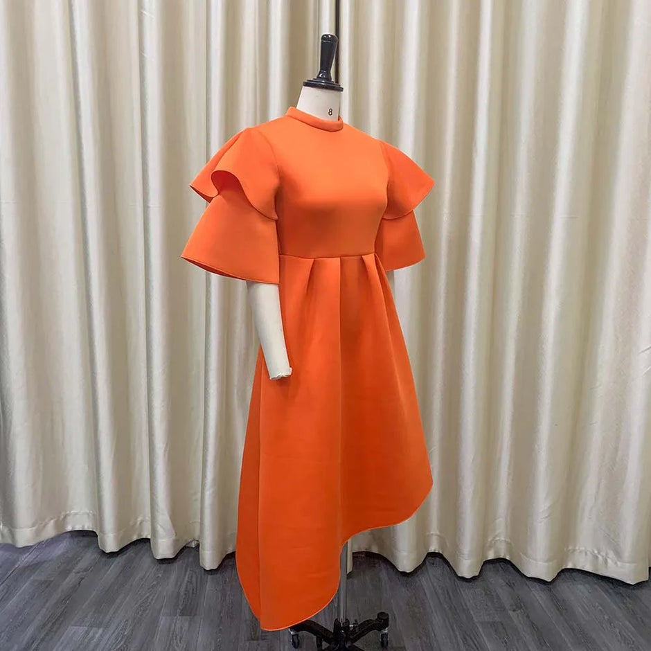 Elegant Party Ruffle Sleeve Dress
