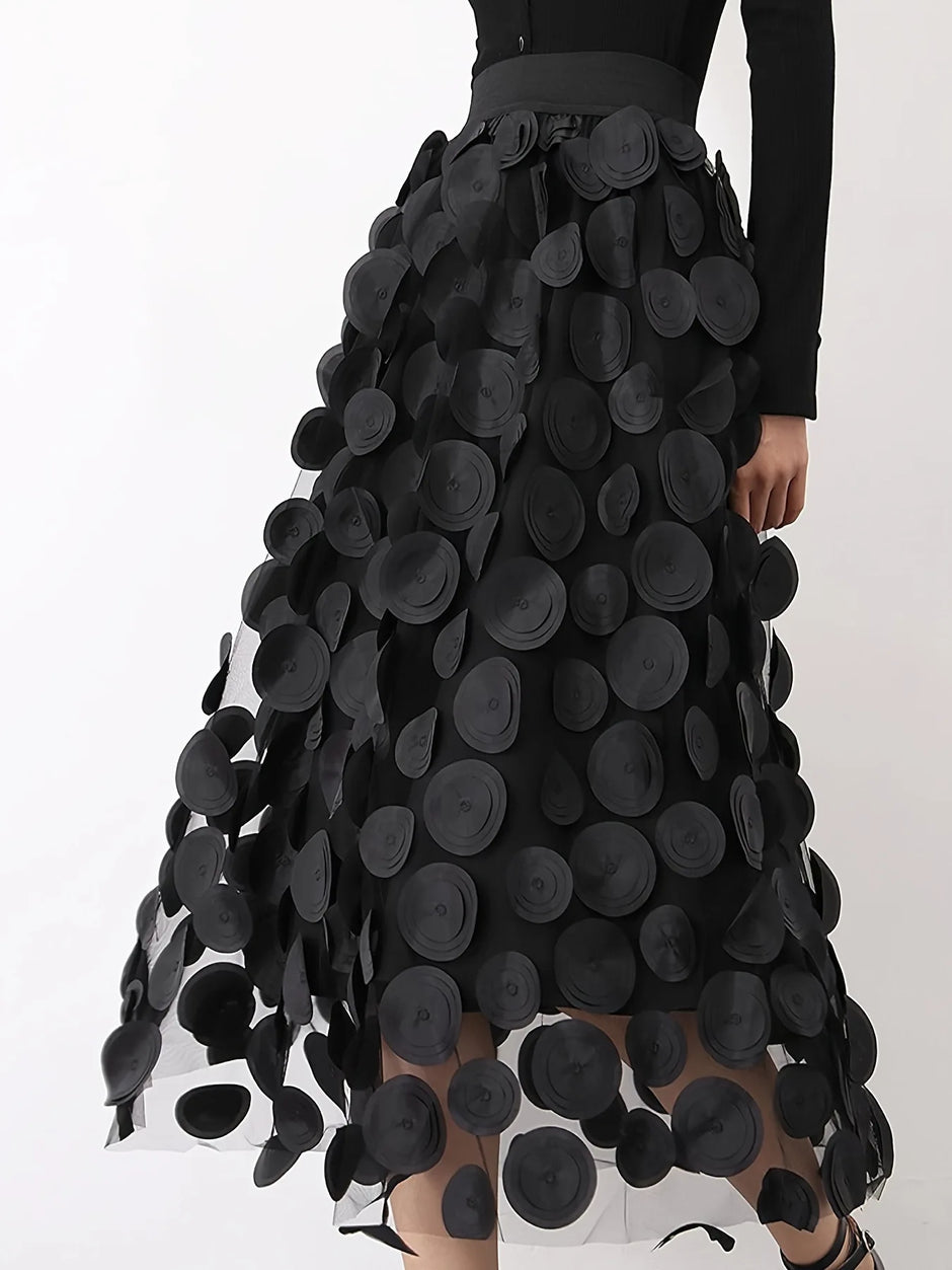 Vintage Polka Dot 3D Tulle Mesh Skirt