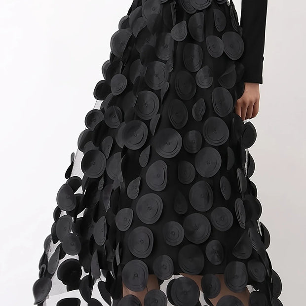 Vintage Polka Dot 3D Tulle Mesh Skirt