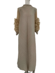 Maxi Pleated Round Neck Spliced Dress