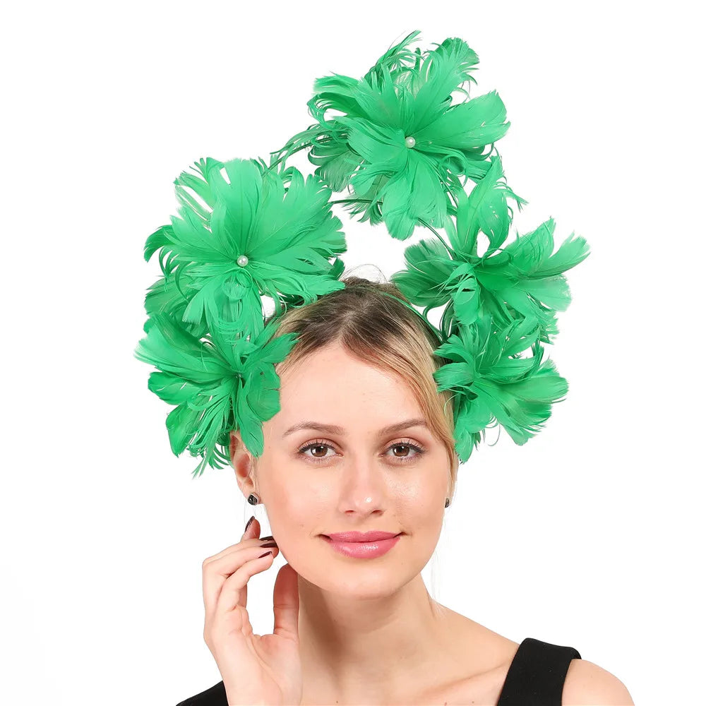 Festive Feather Flower Fascinator
