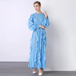 Fashion Ruffle Flare Pleated Maxi Dress