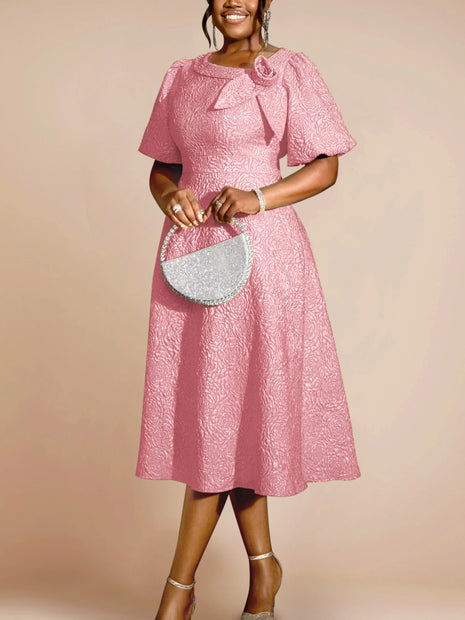 Jacquard A Line 3D Flower Dress