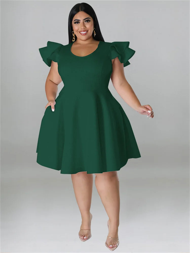 Ruffled Hem Plus Midi Dress