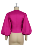 Shiny Glam Lantern Sleeve Blouse