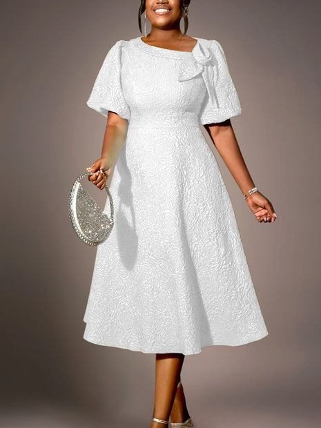 Jacquard A Line 3D Flower Dress
