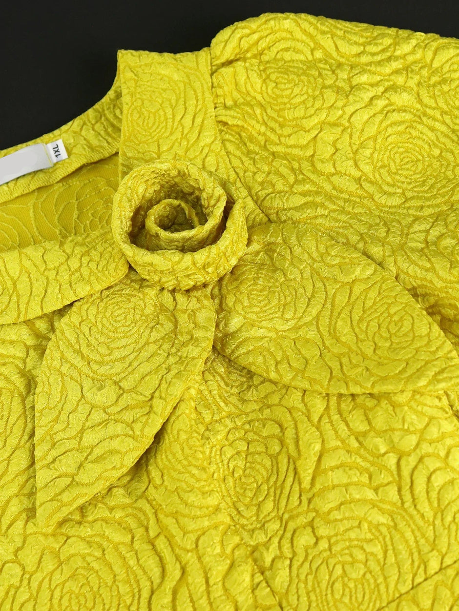 Jacquard A Line 3D Flower Dress