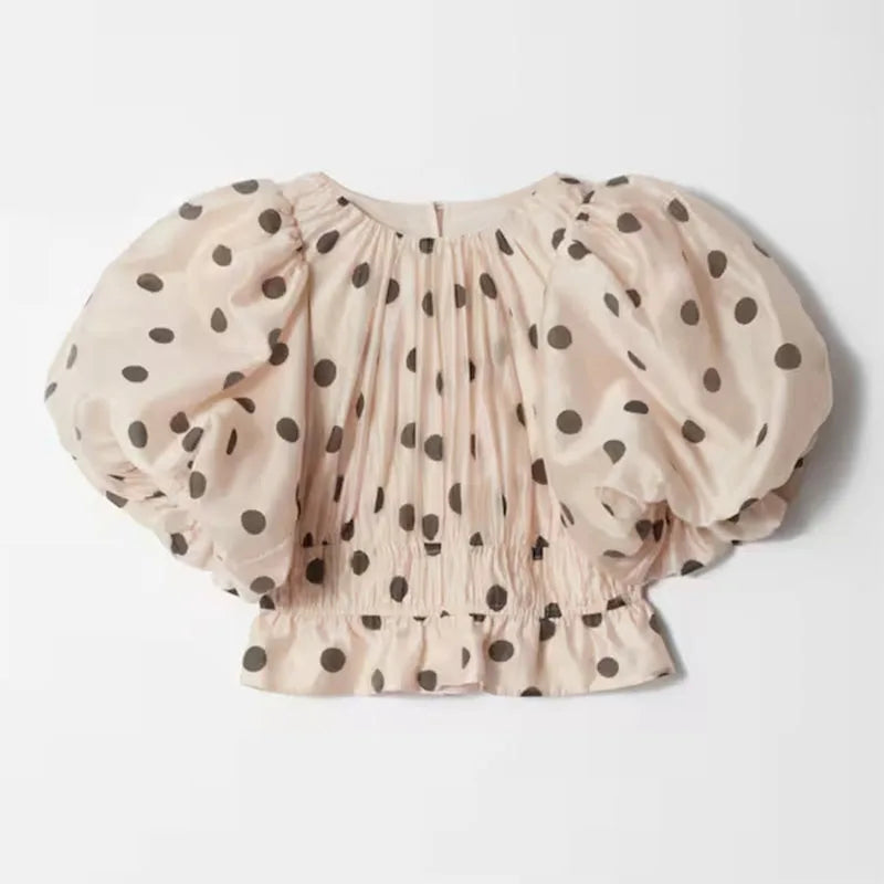 Polka Dot Pleated Ball Gown Set