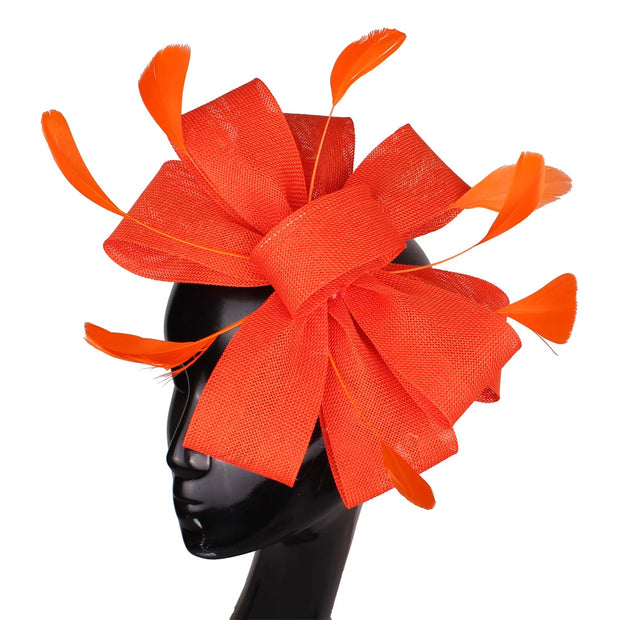 Feathered Mesh Immense Bow Fascinator