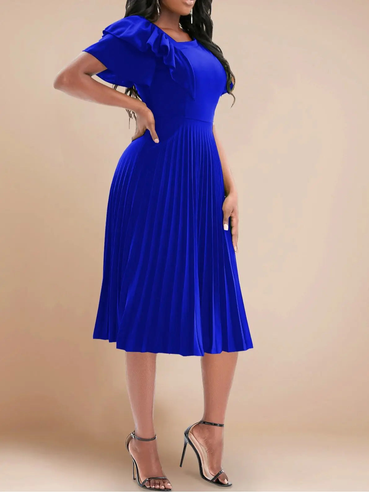 Elegant Summer Church Midi Pleated Dress