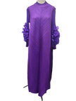 Maxi Pleated Round Neck Spliced Dress