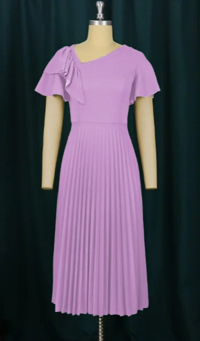 Elegant Summer Church Midi Pleated Dress