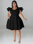 Ruffled Hem Plus Midi Dress
