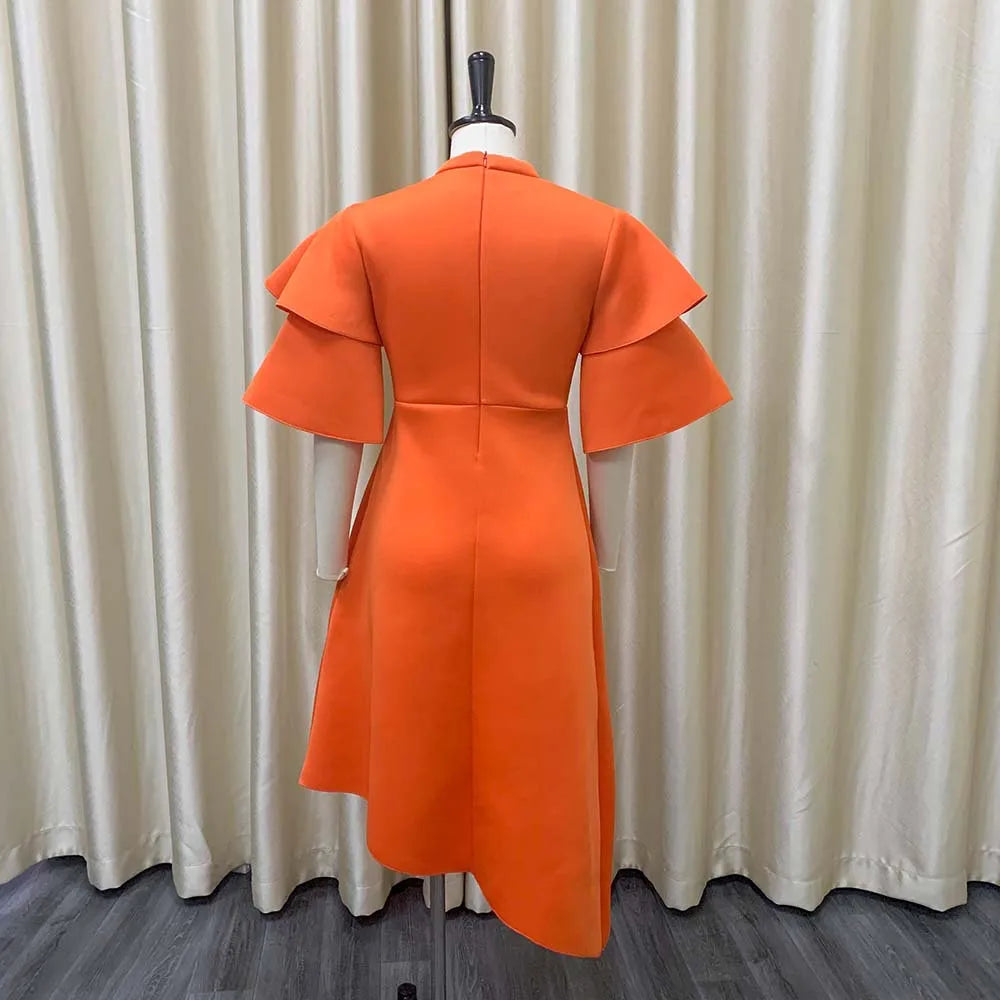 Elegant Party Ruffle Sleeve Dress
