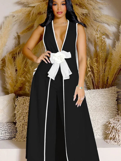 Vintage Sleeveless Bow Tie Matching Set