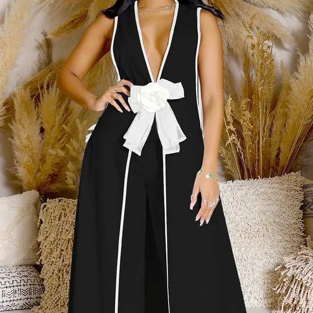 Vintage Sleeveless Bow Tie Matching Set