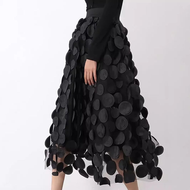 Vintage Polka Dot 3D Tulle Mesh Skirt
