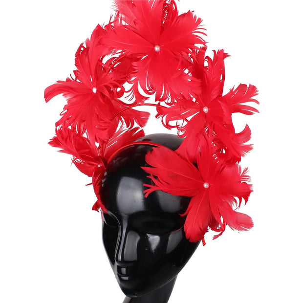 Festive Feather Flower Fascinator