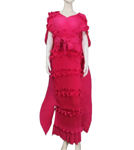 Pleated 3D Shawl Style Dress