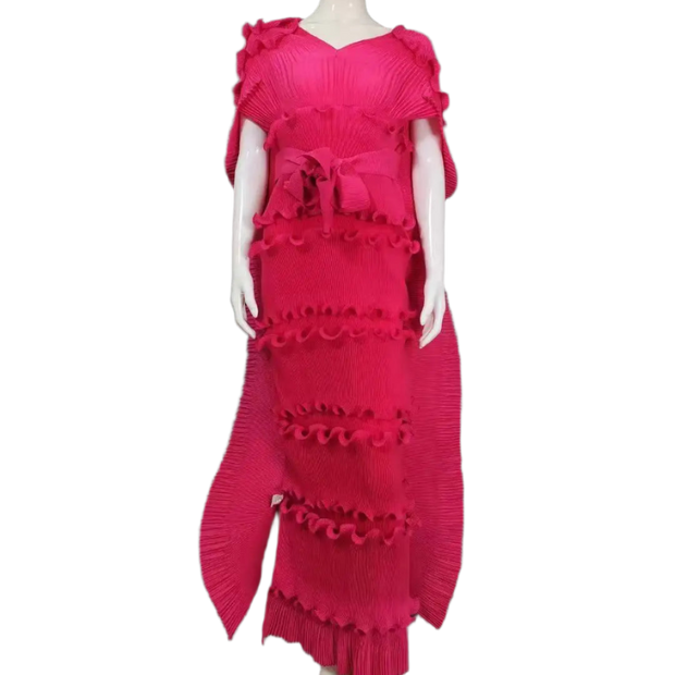 Pleated 3D Shawl Style Dress