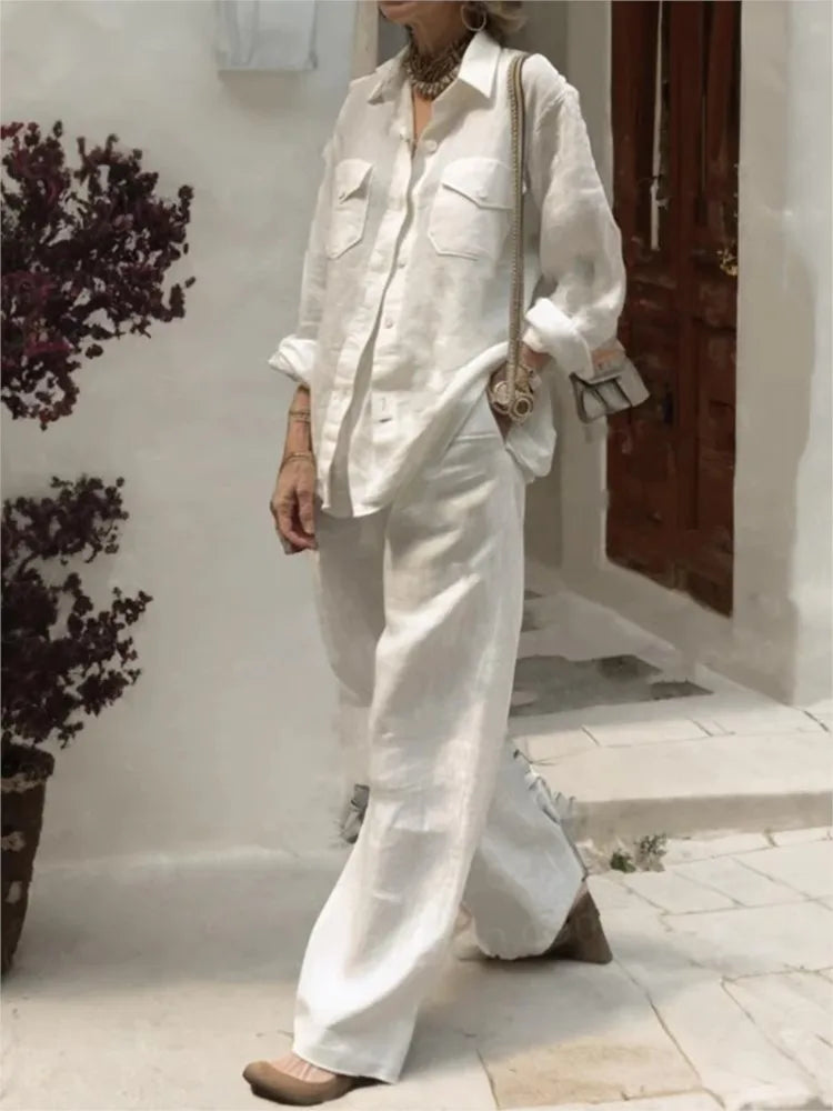 Autumn Solid Cotton Linen Set