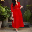 Elegant Lace-up Belted Party Dress