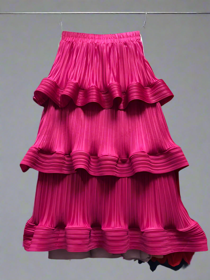 High Waist Pleated A-Line Skirt