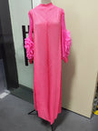 Maxi Pleated Round Neck Spliced Dress