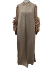 Maxi Pleated Round Neck Spliced Dress