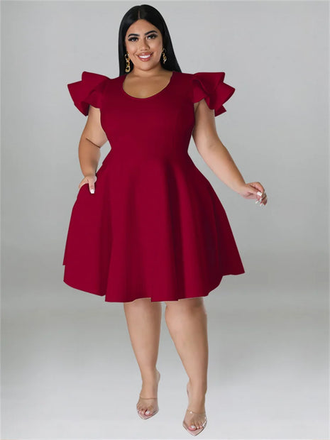 Ruffled Hem Plus Midi Dress
