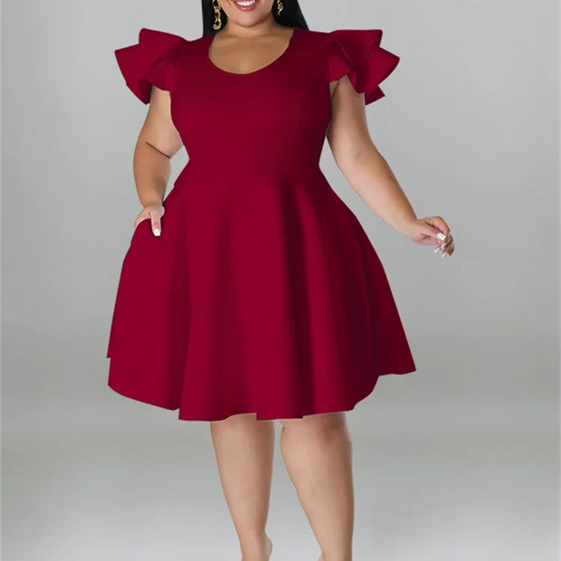 Ruffled Hem Plus Midi Dress