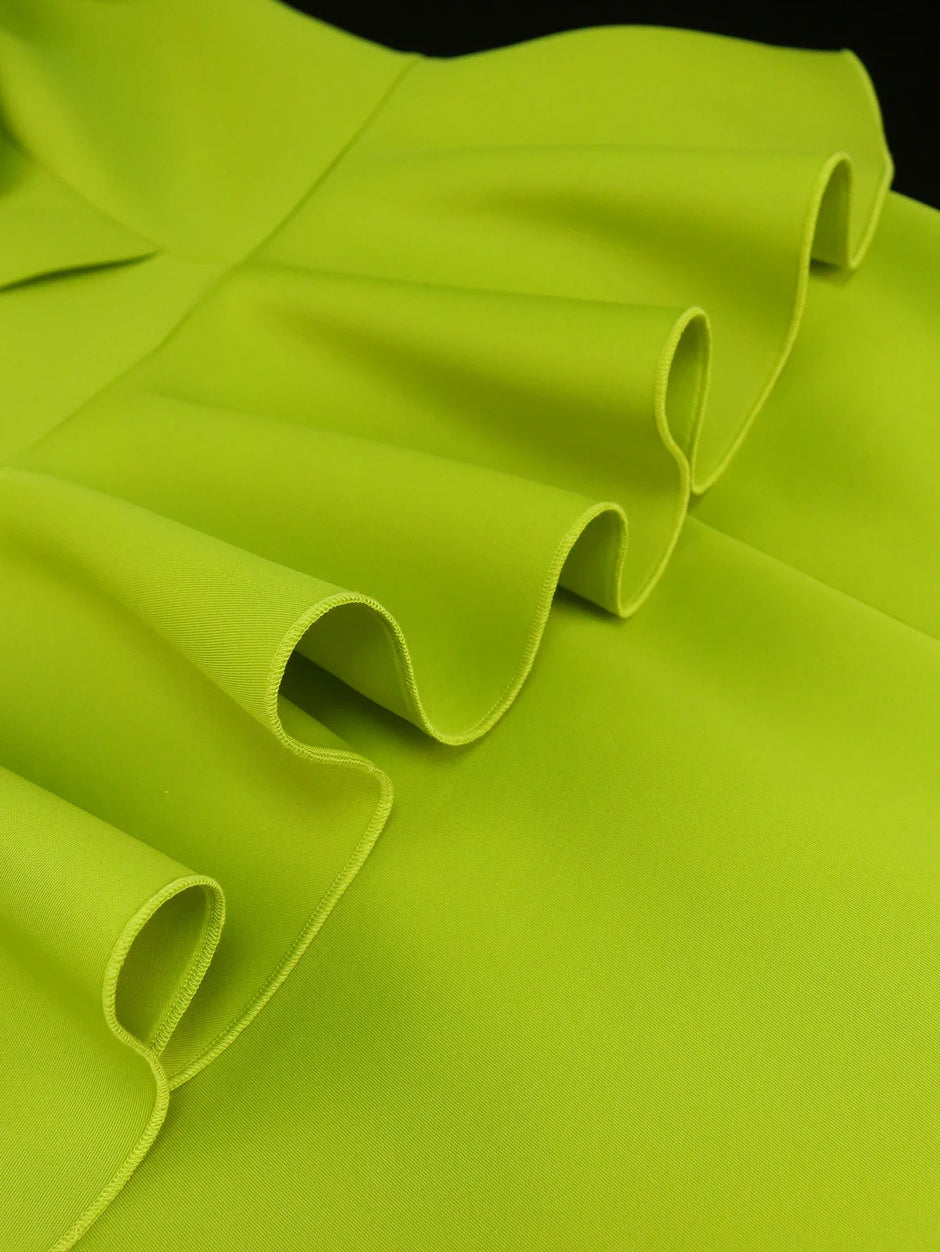 Elegant Green Ruffle Slit Gown