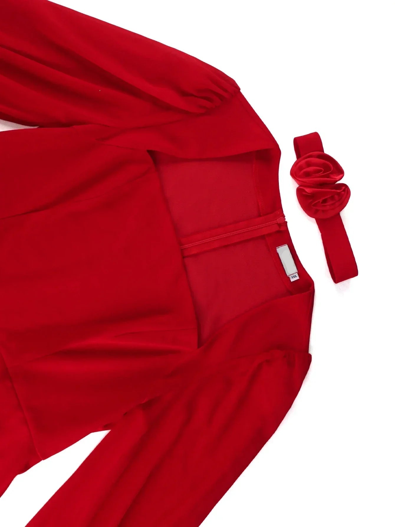 Elegant Red Square Collar Peplum Party Dress