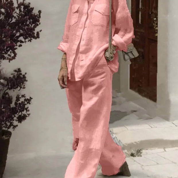 Autumn Solid Cotton Linen Set